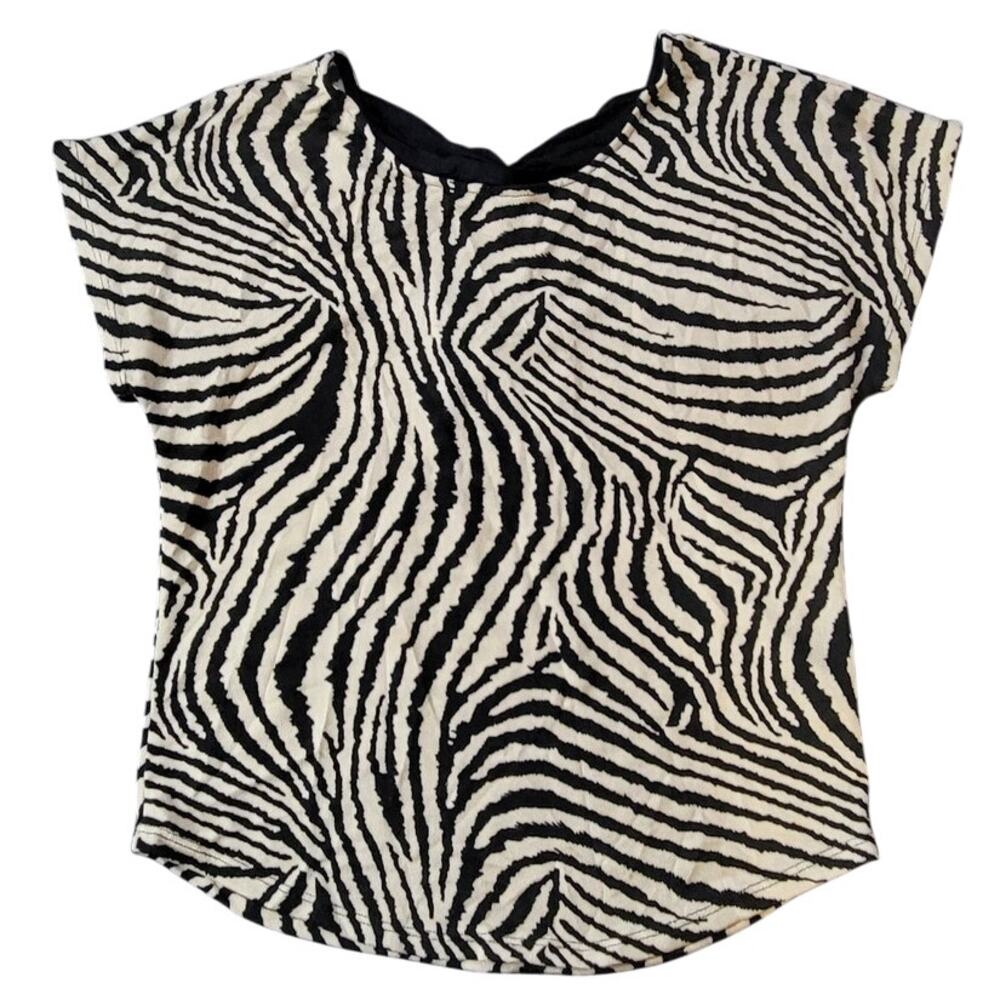 XXI Zebra Print Top Medium Black White Short Sleeve Animal Print Shirt